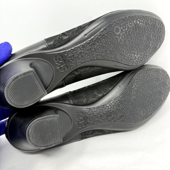 SAS Isabel Mary Jane Heel Snake Womens 11N Black Leather Comfort Dark Academia - Picture 5 of 9